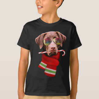 Juljulklappsskjorta Labrador Solglasögon Hundälska T Shirt