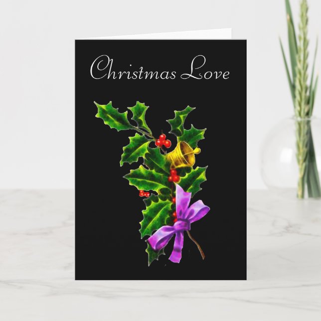 Juljulkort Kärlek Holly Gren Helgkort (Framsida)
