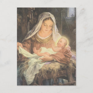 Juljulkrubba Mary & baby Jesus Helg Vykort