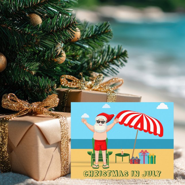 Juljulparty sommar tomte strand vykort (Skapare uppladdad)