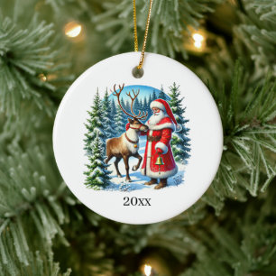 Juljultomten - tilläggsår och meddelande julgransprydnad keramik