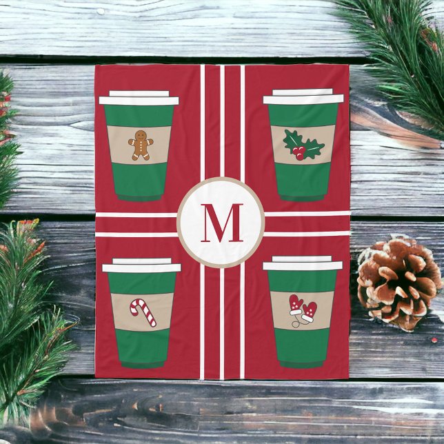 Julkaffe Älskare Monogram Fleecefilt (Skapare uppladdad)