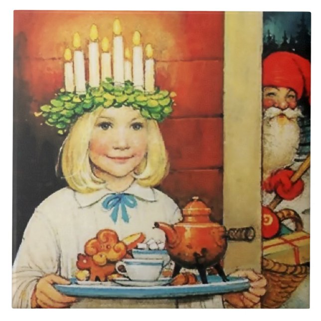 "Julkaffe" av Jenny Nystrom Kakelplatta (Framsidan)