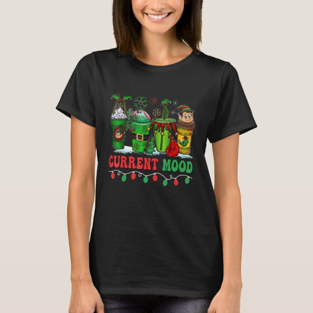 Julkaffe Drink Current Mood Santa Light Co. T Shirt (Framsida)