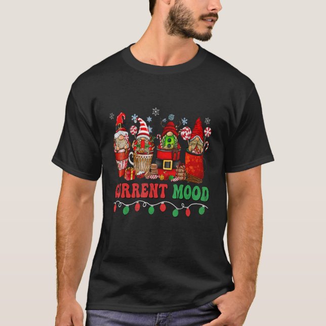 Julkaffe Drink Current Mood Santa Light Co. T Shirt (Framsida)