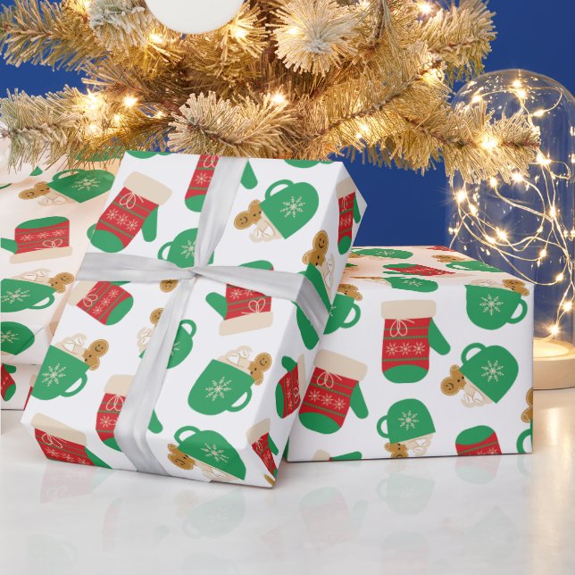Julkaffe, latte och gingerbröd Festive Glove Presentpapper (Helgdagar)
