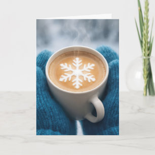 Julkaffe med handskar och snöflinga kort
