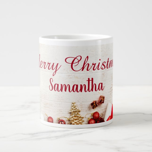 Julkaffe mugg med guldbollar jumbo mugg (Framsidan)