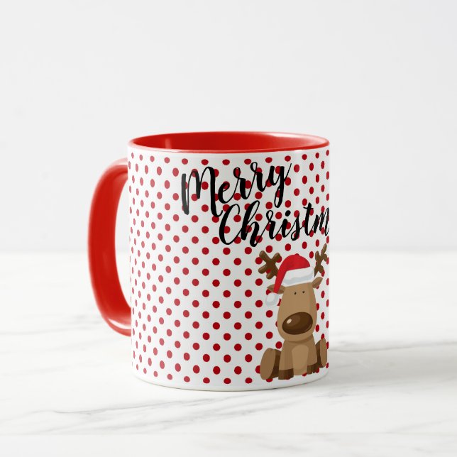 Julkaffe Mugg Reindeer Polka Dot Polkadot P (Framsida vänster)