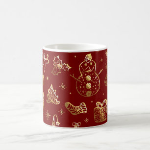 Julkaffe Mugg, röd och Guld Kaffemugg