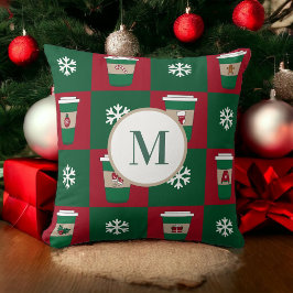 Julkaffe Snöflingor Helgdag Monogram Kudde