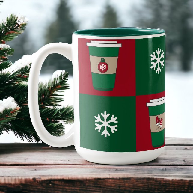 Julkaffe Snöflingor Helgdag Thmet Två-Tonad Mugg (Skapare uppladdad)