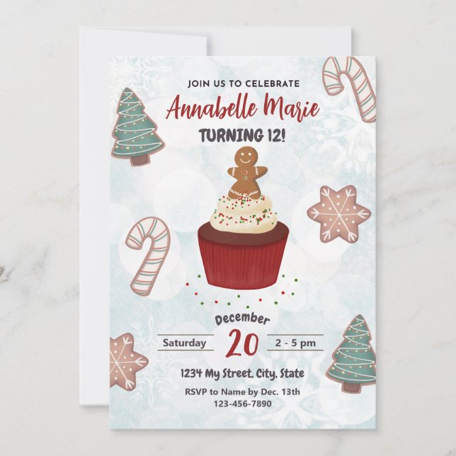 Julkaka, födelsedagsinbjudan inbjudningar (Framsida)