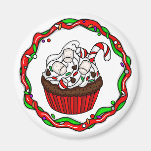 Julkaka med Candy cane Magnet