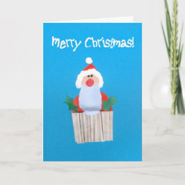 Julkaka med jultomten helgkort