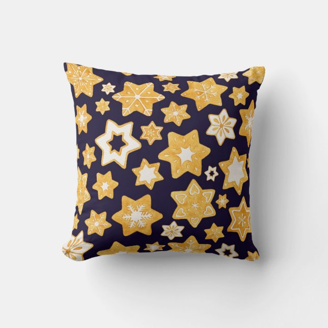 Julkakakran med marinblå bakgrund kudde (Framsida)