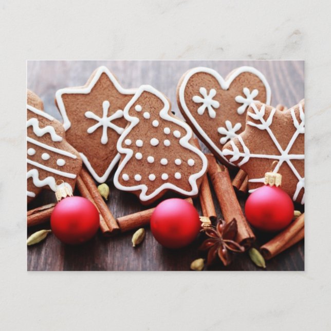 Julkakor med kryddor - jultid helg vykort (Framsida)