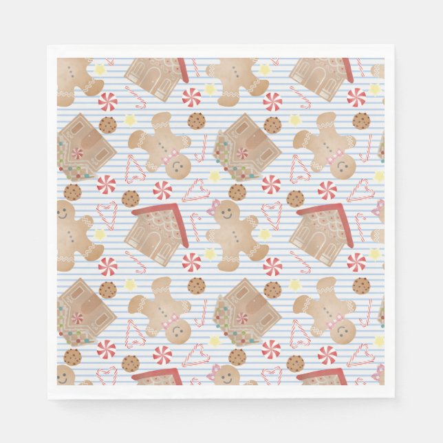 Julkakor med Pappra Tallrikarna BlåRand Pappersservett (Framsidan)