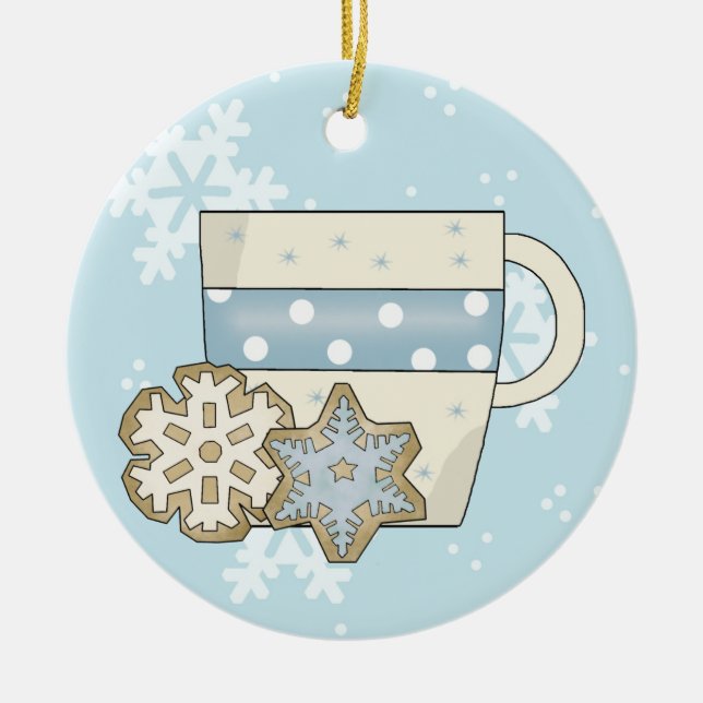 Julkakor och Hett Chocolate Ornamate Julgransprydnad Keramik (Framsidan)