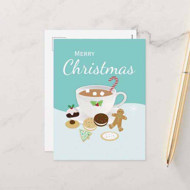 Julkakor och hett choklad helg vykort (Fram/Back In Situ)
