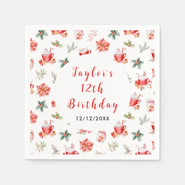 Julkakor och kakaobröd Födelsedagsfest Pappersservett (Framsidan)