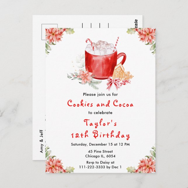 Julkakor och kakaobröd Födelsedagsfest Vykort (Fram/baksida)