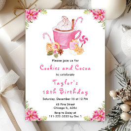 Julkakor och Rosa av Födelsedagsfesten för kakao Inbjudningar