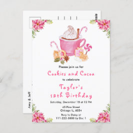 Julkakor och Rosa av Födelsedagsfesten för kakao Vykort