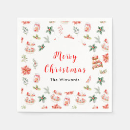 Julkakor och rött blad pappersservett