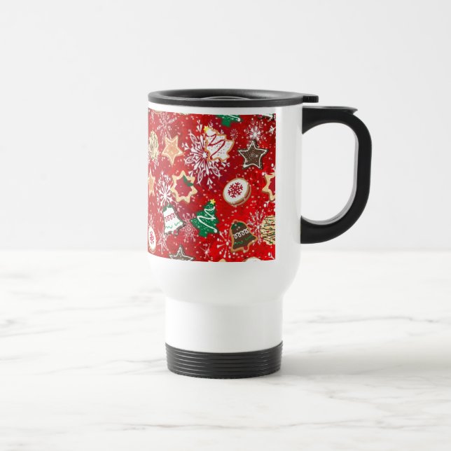 Julkakor och Snöflingor på Röda Resemugg (Höger)