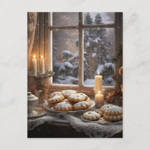 Julkakor på en snödag vykort