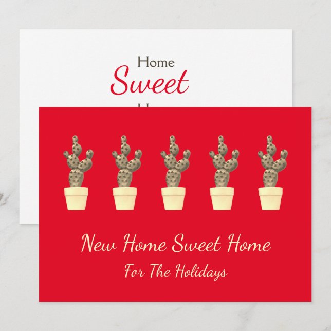 Julkaktus Cute Red Flytta Ny adress Meddelande (Fram/baksida)