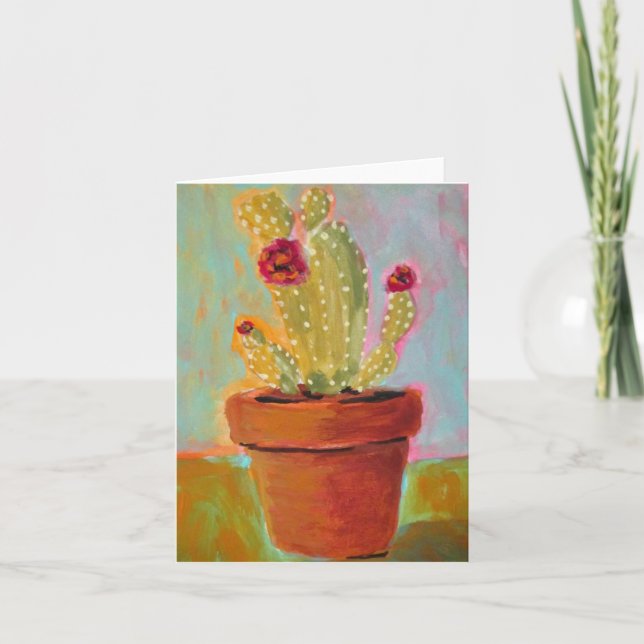 Julkaktus i ett Clay Pot Blank Greeting Card Helgkort (Framsida)