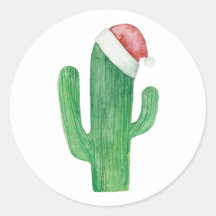 Julkaktus med vattenfärg. Jultomten cacti