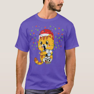 Julkål, brubble Tea Anime med Santa Hat Julafton T Shirt