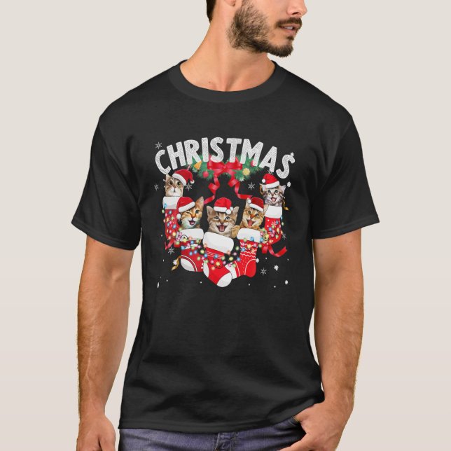 Julkål, gryning och underlig jul i familjen t shirt (Framsida)