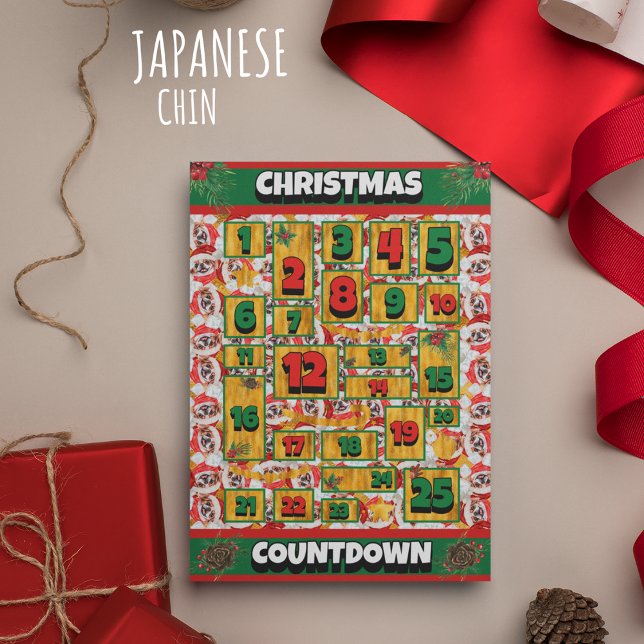 Julkalender för Japanese Chin - Julräknare Julkort (Skapare uppladdad)