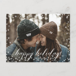 Julkalligrafskript i snö Snöflingor Vykort