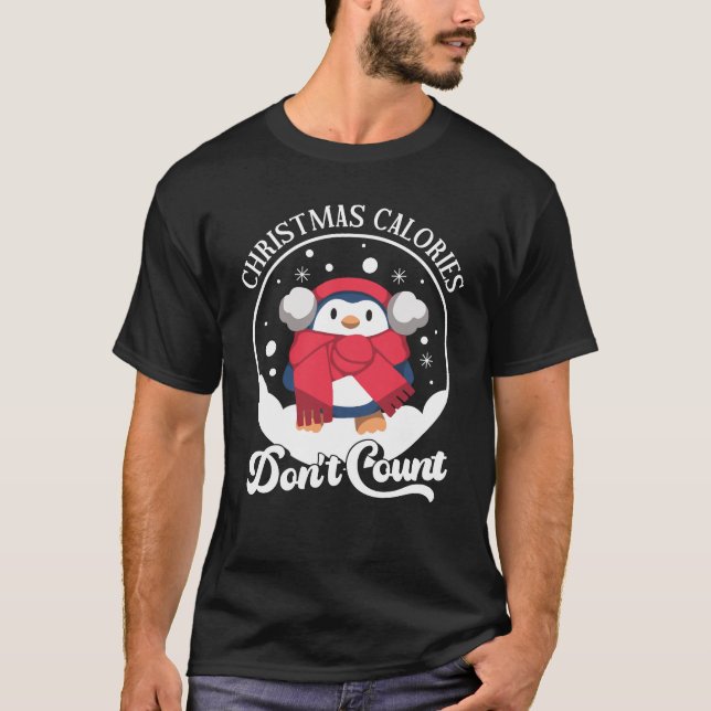 Julkalorier Räkna inte | Cute Penguin T Shirt (Framsida)