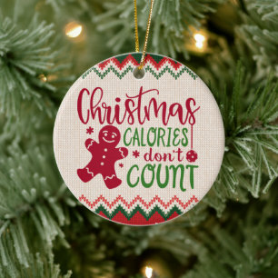 Julkalorier Räkna inte - Funny Gym Workout Julgransprydnad Keramik