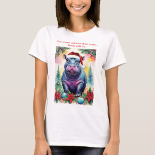 Julkalorier Rolig Pastell Santa Flodhäst T Shirt
