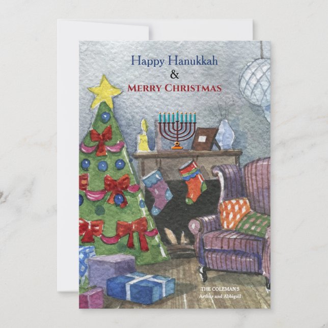 Julkamera med Menorah-Helgdag Card Inbjudningar (Framsida)