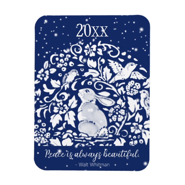 Julkanen Blue White Peace Year Whimsical Magnet (Vertikal)