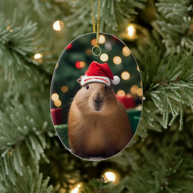 Julkanen Capybara. Julgransprydnad Keramik (Träd)