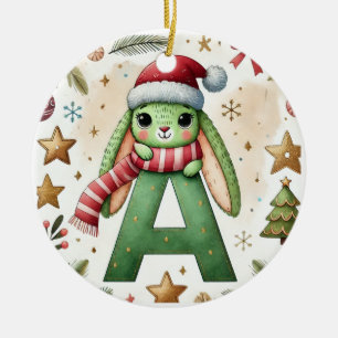 Julkanen med Brev A - Watercolor holida Julgransprydnad Keramik