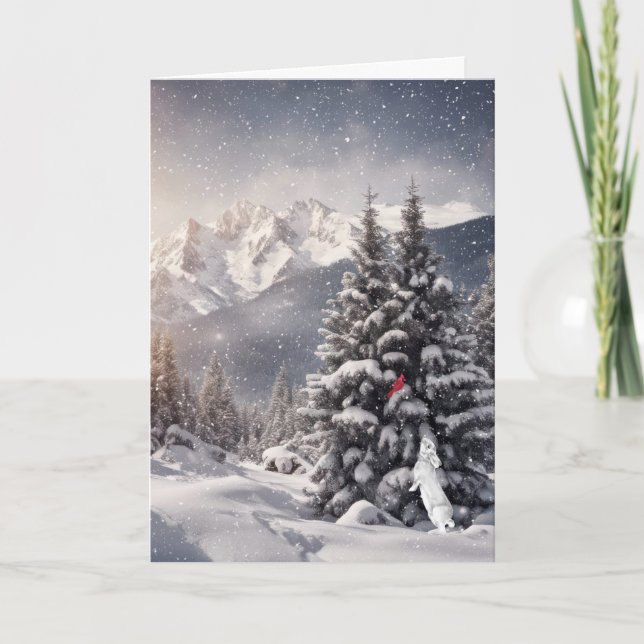 Julkanen och kardinalerna i Snöflingor Kort (Framsida)