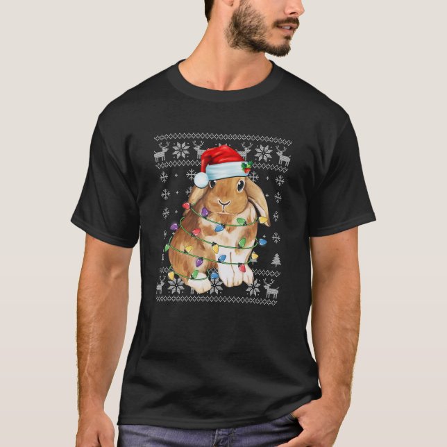 Julkanen Santa Hat Bunny Älskare Gift Merry T Shirt (Framsida)