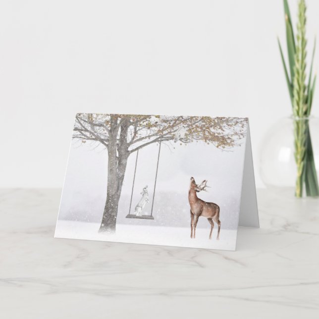 Julkanen Träd på vinterswing Kort (Framsida)