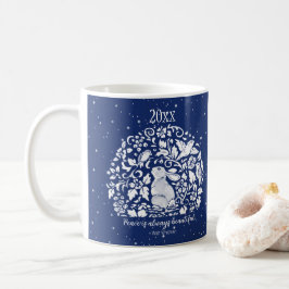 Julkanin Blue White Peace Bird Snö Anpassningsbar Kaffemugg