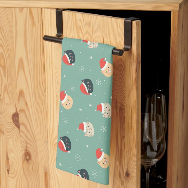 Julkappor i Santa Hats Mönster Kökshandduk (Thirds Fold)